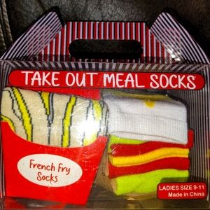 Yellow and White Take Out Meal Socks